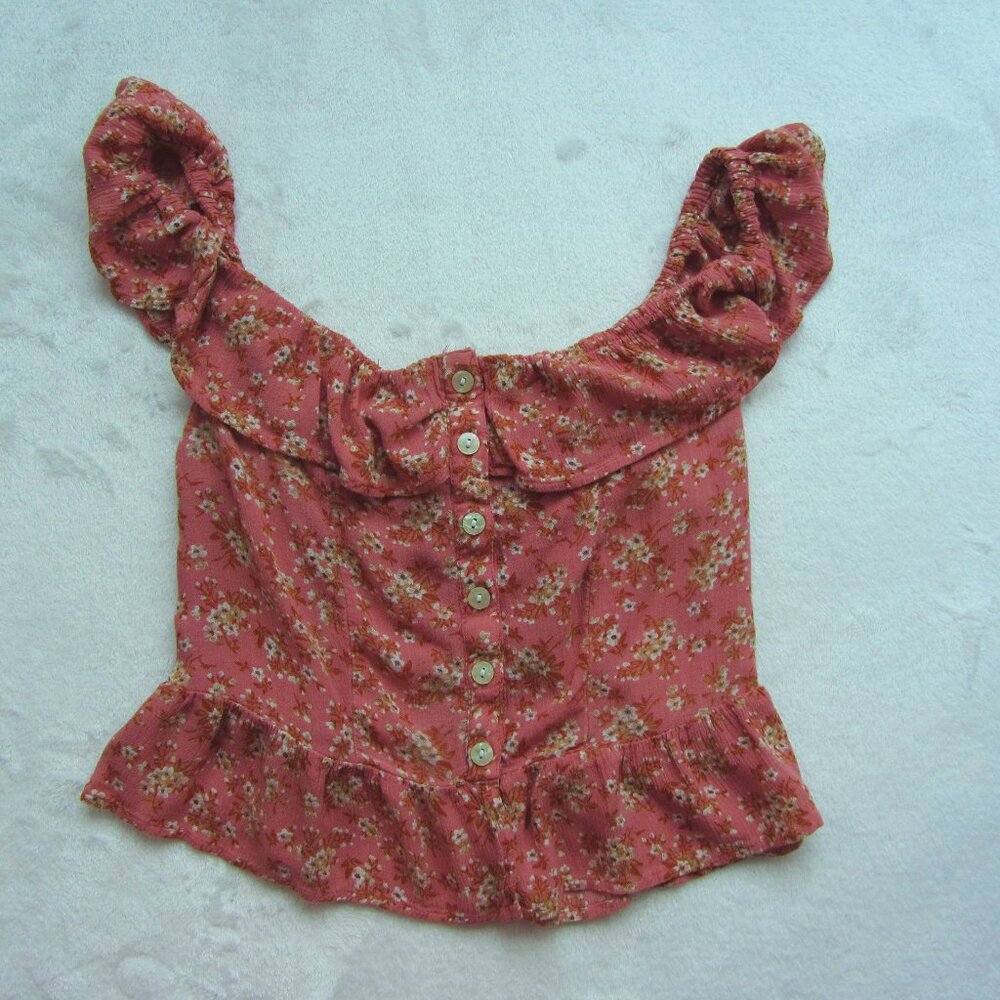 American Eagle Pink Floral Sleeveless Blouse Size Small